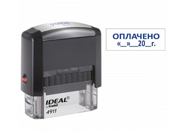 Штамп стандартный 'ОПЛАЧЕНО', оттиск 38х14 мм, синий, TRODAT IDEAL 4911 DB-3.13, 161489